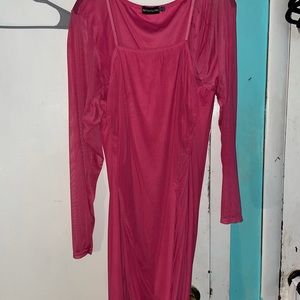 Hot pink plus size rouched dress